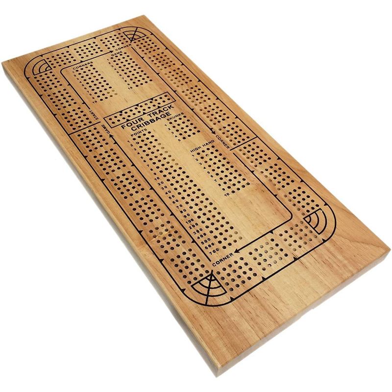 WE Games Classic Solid Wood, 4 Track Cribbage Board, 1 of 6
