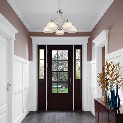 Somerset Elegance 5-Light Chandelier in Brushed Nickel with Satin Glass