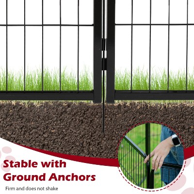 32-Inch Black Metal 24-Panel Pet Playpen with Doors