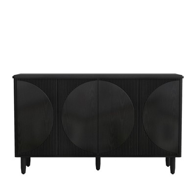 Lirago, Black/ 2-Tier Shelves & 2 Push-to-Open Doors – Modern Storage Cabinet, applicable to various spaces