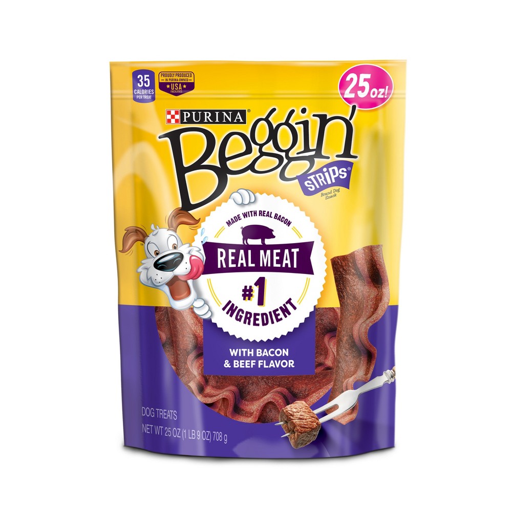 UPC 038100141811 product image for Purina Beggin' Strips Bacon & Beef Flavors Dog Snacks 25 oz. Pouch | upcitemdb.com