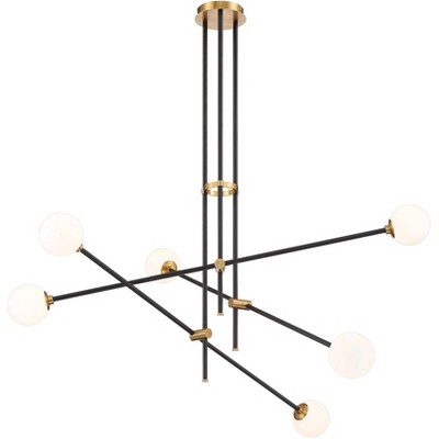 George Kovacs Kovacs Cosmet 41" Wide Coal and Aged Brass 6-Light Modern Pendant
