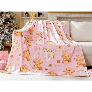 Lomsoe Cute Pink Christmas Coco Print Flannel Blanket - All Seasons Soft and Warm Throw Blanket for Napping, Camping, Travel, Office - 1 of 4