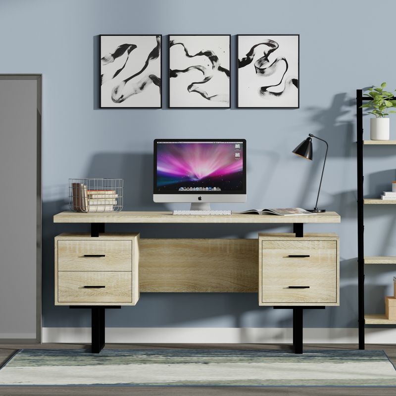 Glenwillow Home 60'' Mariposa Home Office Computer Desk with 3 Storage Drawers, 1 of 7