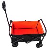 FURNIinspire Wheelbarrows And Lawn Carts Outdoor Mini Folding Wagon Garden Shopping Beach Cart, Lawn Cart With Handle, Black And Orange, 30“*15"*36" - 2 of 4