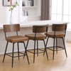 Bekrvio 26" Counter Height Swivel Bar Stools Set of 2/3 - Upholstered Faux Leather, Wood Backs & Metal Legs, Counter Stools for Kitchen Island - 4 of 4