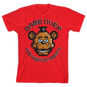 Five Nights at Freddy's Game Over Freddy Pixel Art Boy's Red T-shirt - 1 of 3