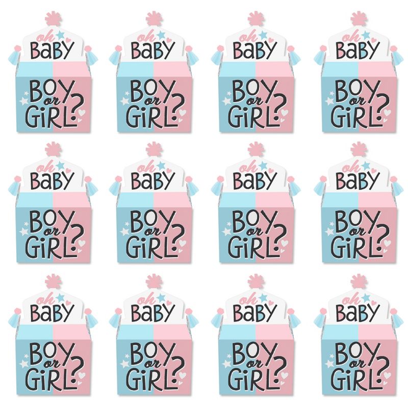 Big Dot of Happiness Baby Gender Reveal - Treat Box Party Favors - Team Boy or Girl Party Goodie Gable Boxes - Set of 12, 5 of 9