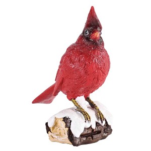 Dicksons Realistic Male Cardinal On Snow Covered Log - 4.75 x 2.5 Inch Red Resin Collectible Tabletop Figurine - 1 of 1