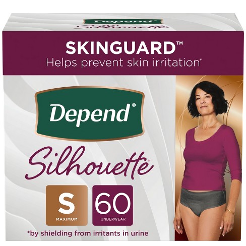 Depend Silhouette Incontinence & Postpartum Underwear For Women - Maximum  Absorbency - S - Black - 60ct : Target