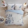 Okak Queen/King 3-Piece Chic Large Floral Printed Bed Duvet Cover Set with Trims,Comfortable Coverlet Bedding Sets,Machine Washable - 2 of 4
