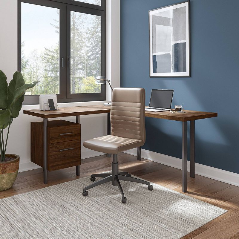 Architect L Shaped Desk with Drawers Modern Walnut - Bush Furniture, 3 of 9