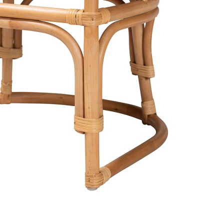 Handcrafted Natural Brown Rattan Geometric Barrel Chair
