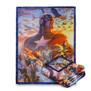 Marvel Captain America Fleece Throw Blanket – Soft Silk‑Touch, Lightweight Warm & Cozy, Super‑Soldier Artwork, Official Licensed Gift 60 × 45 in - 1 of 4