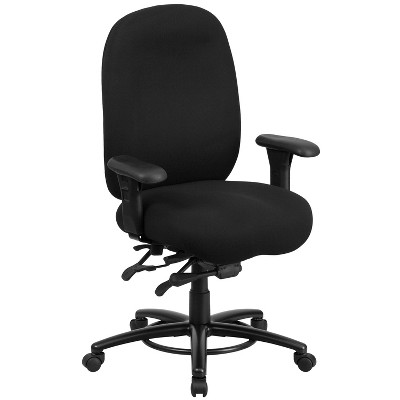 Flash Furniture HERCULES Series 24/7 Intensive Use Big & Tall 350 lb. Rated Black Fabric Multifunction Ergonomic Office Chair - Foot Ring