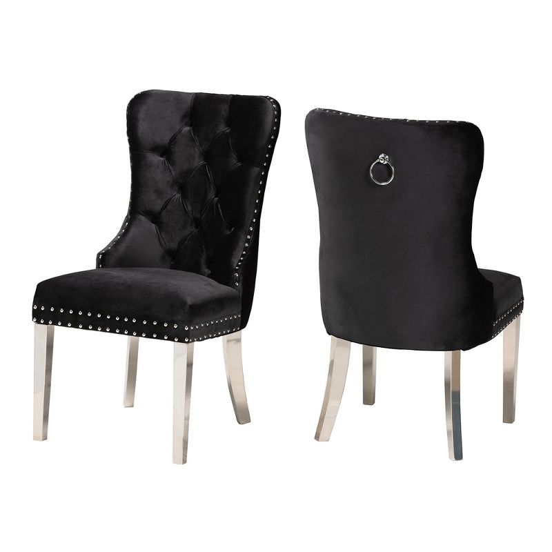 Baxton Studio Honora Contemporary Glam and Luxe Velvet Fabric and Silver Metal Dining Chair Set, 2 of 10