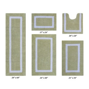 Hotel Bath Rug 100% Premium Cotton Tufted Weave Two Tone Reversible 5 Piece Bathroom Rug Set, Super Soft & Water Absorbent, Machine Washable Bathmat - 1 of 3