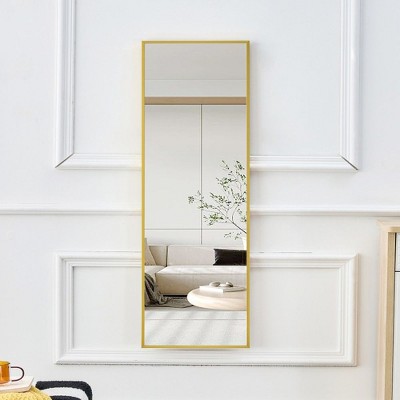 PAGED Rectangle Wall Mounted Full Length Mirror, Leaning Floor Full Body Mirror with Meatl Frame,Suitable for Bedroom