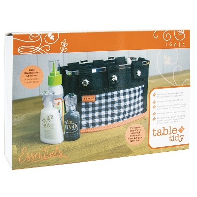 Chrome Double Pocket Table Tidy with Removable Fabric