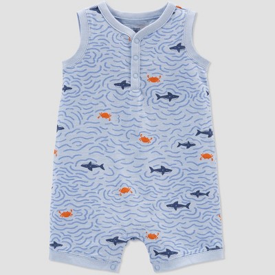 Baby Boys' Sharks Romper - Just One You® made by carter's Blue 3M