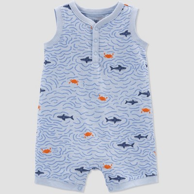 Image of Baby Boys' Sharks Romper - Just One You® made by carter's Blue 9M