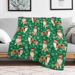 Rough Collie Dog Christmas Christmas Throw Blanket Soft Fleece Christmas Blanket Cozy Flannel Throw for Couch Bed 60x80 inches - 1 of 1