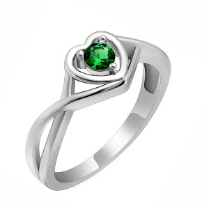 Christine Engagement Ring for Women Promise Heart Birthstone Cz Sterling Silver by Ginger Lyne - 1 of 4