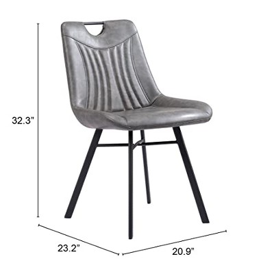 Vintage Gray Velvet Upholstered Side Chairs with Metal Legs, Set of 2