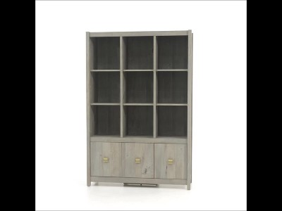Mystic Oak Adjustable Storage Wall with Cubes and Doors