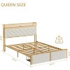 CuisinSmart Bed Frame with 2 Storage Drawers, LED Bed Frame with 2-Tier Storage Headboard＆Charging Station, Metal Platform Bed Frame - 2 of 4