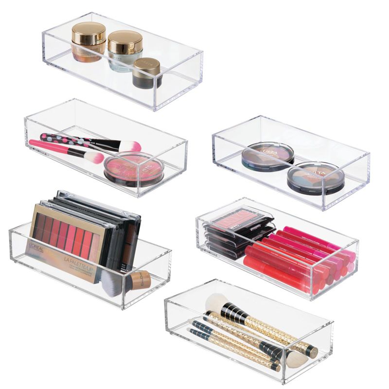 mDesign Plastic Makeup Vanity Drawer Organizer Tray, 6 Pack, 1 of 8