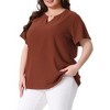 Agnes Orinda Women's Plus Size Pin Dots Notched V-Neck Dressy Trendy Fashion Casual Summer Blouses - 2 of 4