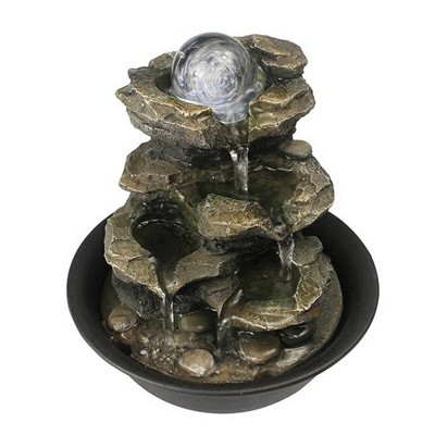 8.3" Spinning Orb Rock Cascading Tabletop Fountain - Gray - Watnature