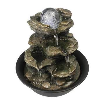 8.3" Spinning Orb Rock Cascading Tabletop Fountain Gray - Watnature
