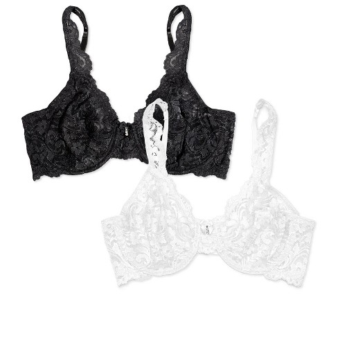 Smart & Sexy Women's Signature Lace Unlined Underwire Bra 2-Pack Black  Hue/White 34D