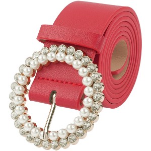 INSPIRE CHIC Women's Rhinestones Pearl Buckle Fashion Sweet Belts - 1 of 4