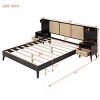 3-Piece Bedroom Set, Tufted Wingback Bed With 2 Nightstands, Nightstands With Drawers, Queen Size Solid Wood Bed Frame-Cuddlewood - 4 of 4