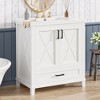 Whisen 24" Bathroom Vanity with Single Sink, Solid Wood/MDF Frame, 2 Soft-Close Doors & 1 Divided Drawer with Storage Shelves - 3 of 4