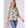 INSPIRE CHIC Women's Fall Floral Casual Square Neck Ruffle 3/4 Sleeve Tunic Top Blouse - 2 of 4