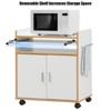Tangkula Portable Rolling Kitchen Island on Wheels Storage Cart W/ Removable Shelf White - 3 of 4