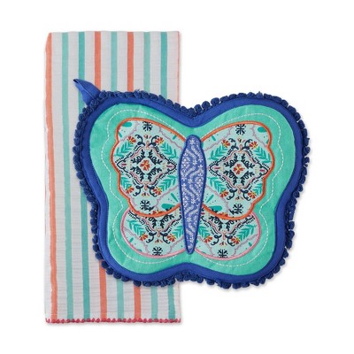 2pc Cotton Butterfly Potholder Gift Set - Design Imports