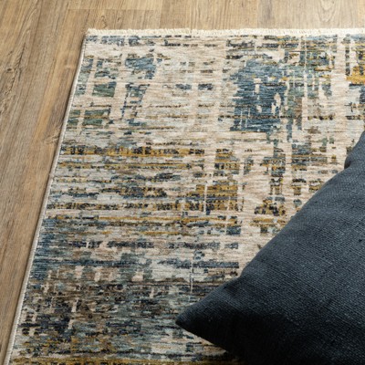 Hayden Blue and Gold Abstract Rectangular Area Rug 3'3" x 5'
