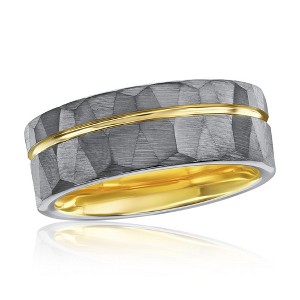 Metallo Satin Silver & Gold Lined Faceted Tungsten Ring - Available Sizes:  13 ,  12 ,  11 ,  10 ,  9 - 1 of 4