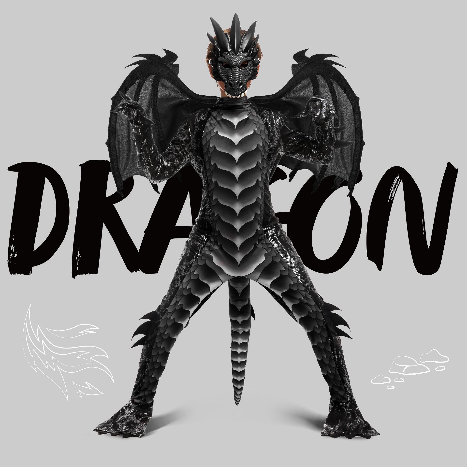 Joyfy Boys' Halloween Fierce Dragon Costume for Kids – Complete Winged Costume Set