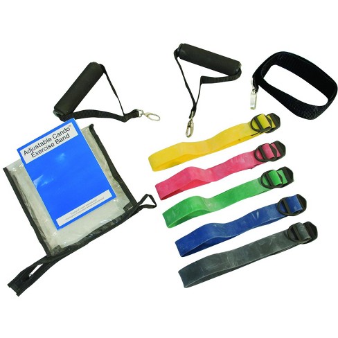 CanDo Adjustable Exercise Band Kit 5 band yellow red green blue black