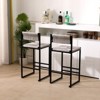 FONTOI 2PCS Hand Weave Counter Stools with Back&Footrests, Counter Height Bar Stools for Living Room Kitchen Island, Gray&Black, 14.96"*34.84"*15.15" - 4 of 4
