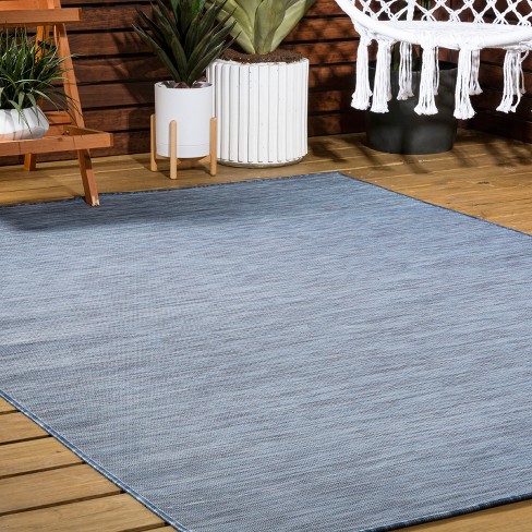 5'x8' Rectangle Indoor And Outdoor Loomed Solid Area Rug Blue ...