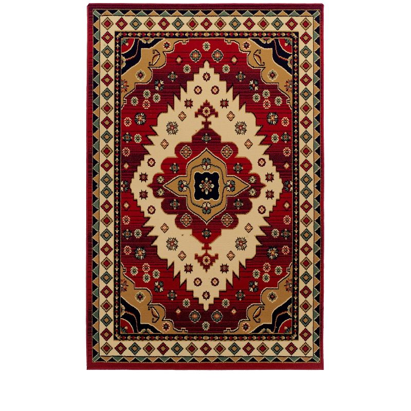 Folk Diamond Geometric Floral Rustic Eclectic Casual Bohemian High-Traffic Power-Loomed Indoor Area Rug by Blue Nile Mills, 1 of 7