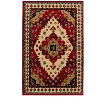 Folk Diamond Geometric Floral Rustic Eclectic Casual Bohemian High-Traffic Power-Loomed Indoor Area Rug by Blue Nile Mills