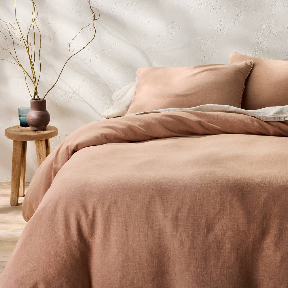 Photos - Bed Linen King Heavyweight Linen Blend Duvet Cover and Sham Set Light Adobe Clay - Casaluna™